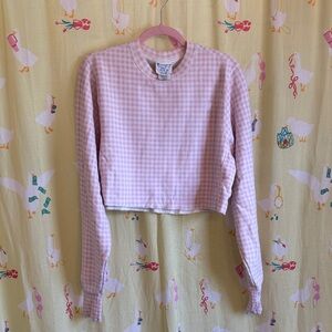 Champion Pink Checkered Cropped Sweatshirt